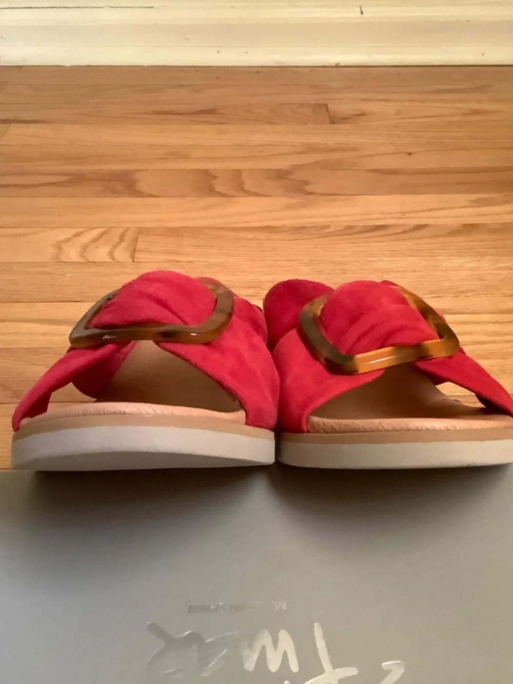 Pinaz Suede Slide Buckle Espadrilles Wedge Sandal Cherry SZ 9/ EU 40
